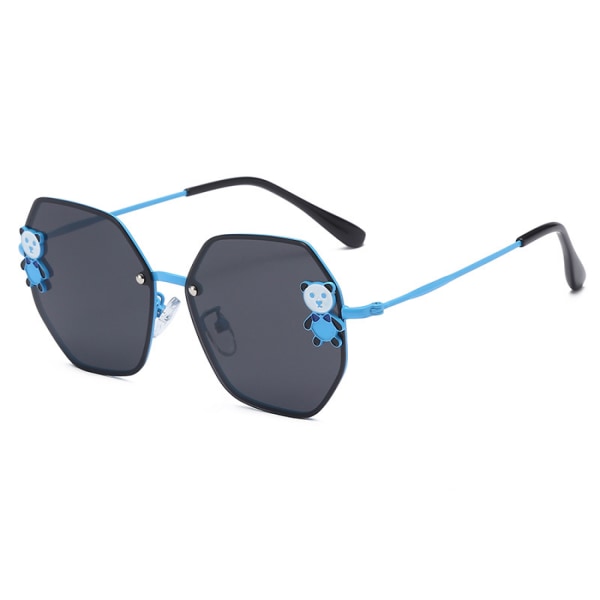 Polariserade solglasögon för barn Tecknad Panda Form Dekorativa solglasögon Foto med glasögon----Himmelsblå ram grå skiva