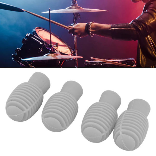 4 st Trumstick Silent Tip Silikon Trumstick Dämpare Klubba Mute Tip Instrument Tillbehör Grå