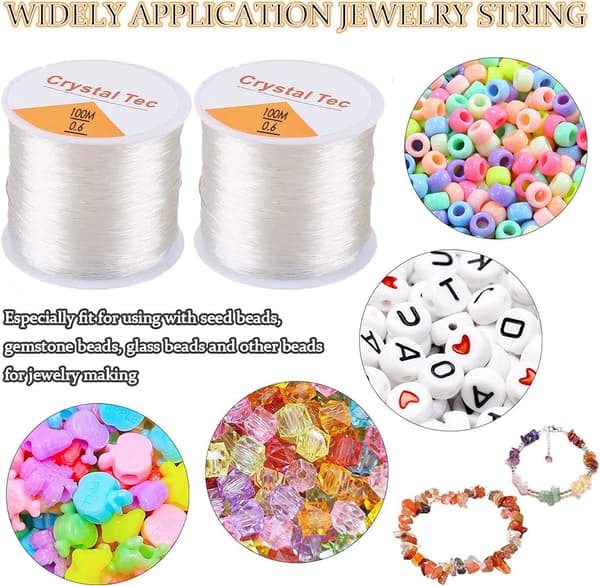 3 ruller 1mm elastisk smykketråd, elastisk perlesnor for armbåndslaging og DIY-smykker 1mm