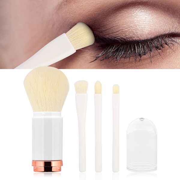 4 stk. bærbar kosmetisk børste concealer foundation pudder børste sæt rejse makeup værktøj (hvid)