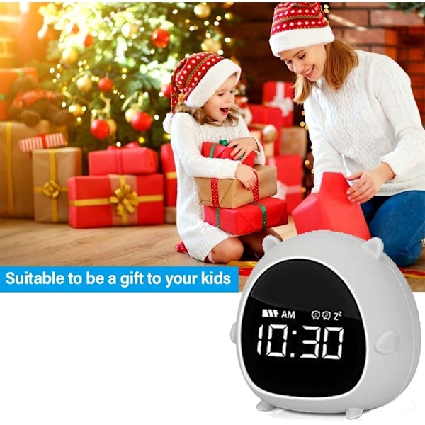 Barnklocka, söt digital väckarklocka med timer, röststyrning och snooze-funktion, barnklocka present till pojkar och flickors sovrum