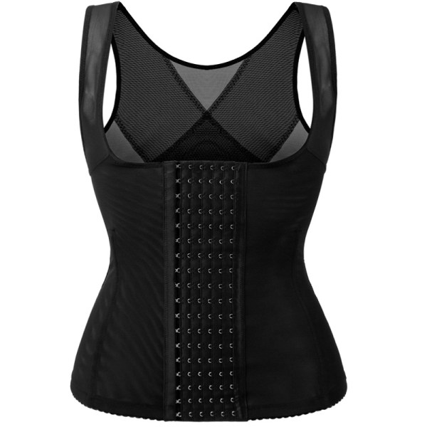 Kvinder Slankende Mave Tank Top Talje Træner Shaper Korset Underbust Cincher Bodysuit Shapewear Vest-Sort 5XL(90.5~95kg)