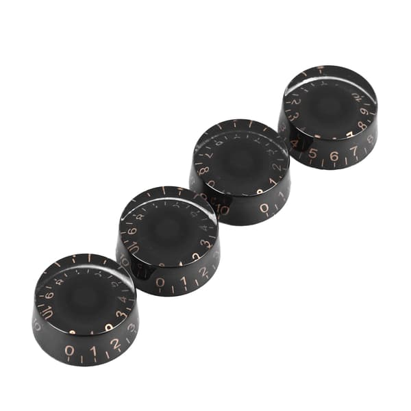 4 stk. Top Hat Knobs Elektrisk Guitar Volumen Tone Justering AMP Effekt Pedal Kontrol Sort med Guld Tal Sort