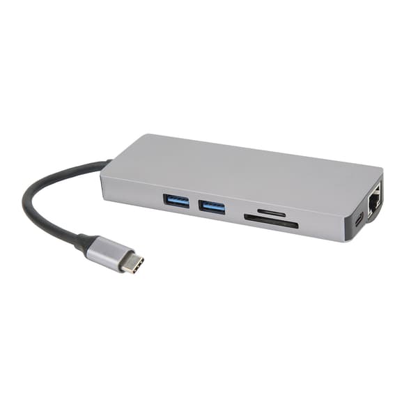 8-i-1 Type C til VGA HD multimediegrensesnitt hub-adapter PD hurtiglading USB3.0 hub