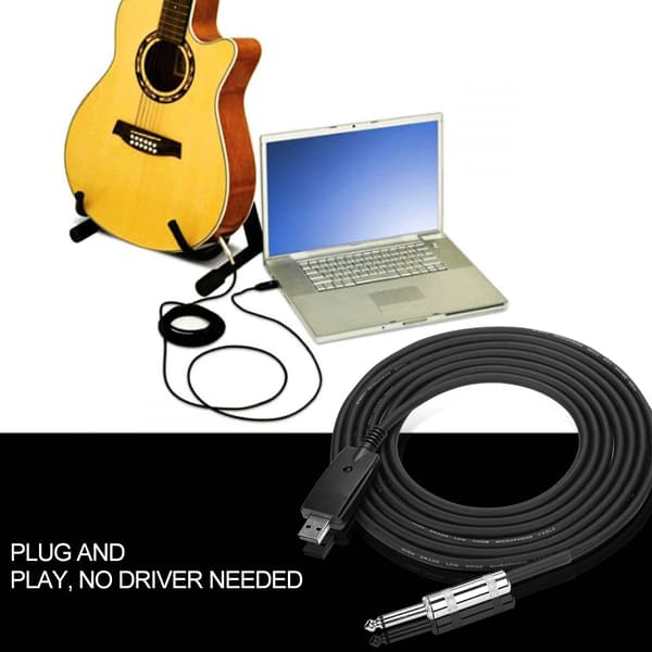 3M Elektrisk gitarr 6,35 mm hane till PC USB-gränssnittskonverteringskabeladapter