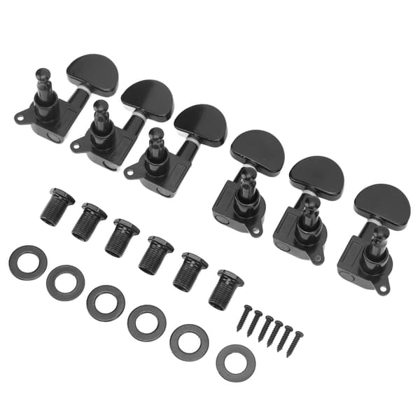 3R3L Guitar Locking Tuners Semicircle Head Heavy Duty Internal Gear Bevel Angle String Tuning Pegs Sort
