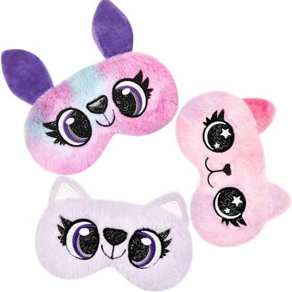 Sleep Mask for Kids, Plush Sleeping Eye Cover 3 Pieces Soft Funny Eye Blindfold Sleep Eye Cover Animal Sleeping Eye Shade for Kids G