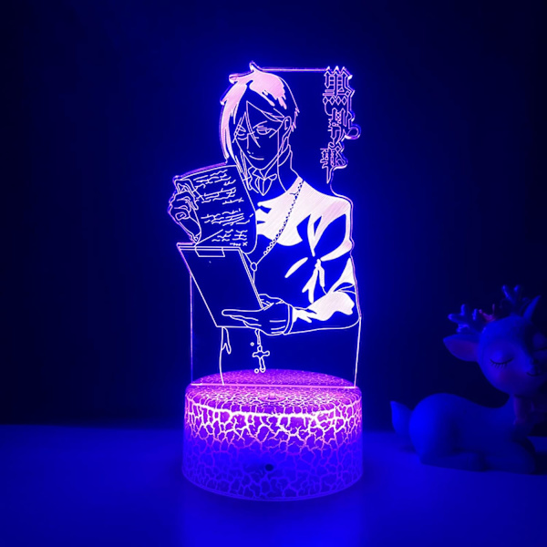 Anime Light Musta Butler Led Yövalo Makuuhuoneen Koristeluun Värikäs Yövalo Anime Lahja 3D Lamppu Musta Butler
