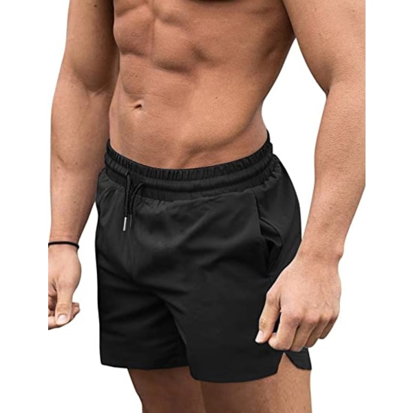 Simshorts för män Quick Dry Board Shorts Badkläder Badkläder Badkläder svart—L