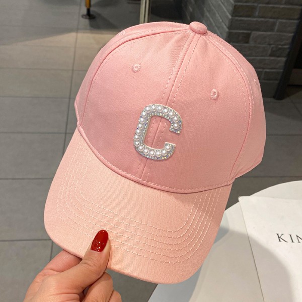 Dotpet Rhinestone C Letter Justerbar Baseballkeps (Rosa)