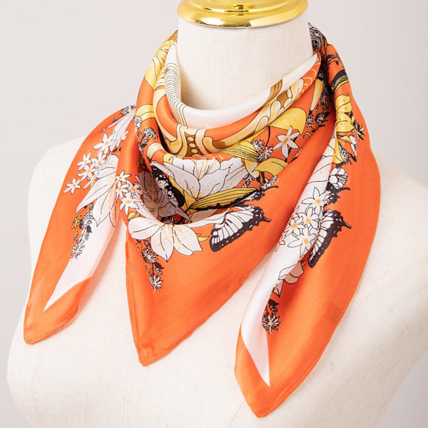 27,5 x 27,5 Kvadratisk Silkeliknende Hårskjerf Hode Sovning Wrap Satin Hodeskjerf, Orage-16