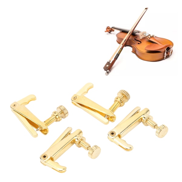 4 stk. Violin Fine Tuner Guld Metal Slidstærk Streng Finjusterer til 4/4 3/4 Violin