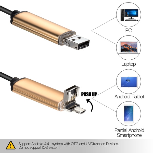 Kaksi-yhdessä USB 5.5mm matkapuhelimen endoskooppi teollisuusputkien autokorjauksen tarkastusjohto endoskooppi johto (m)