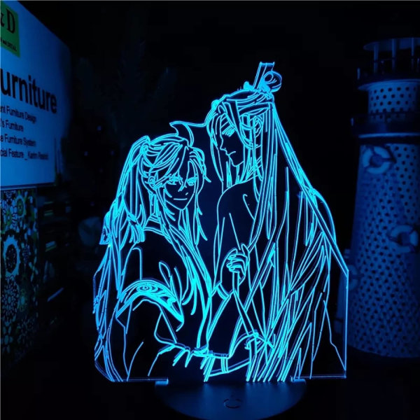 WJ Mo Dao Zu Shi LAN Zhan Akryl 3D Lys Led Illusion Bordlampe Manga Gadget Gave Børn Soveværelse Dekoration Anime Belysning Drenge Legetøj Nat