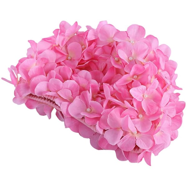 Blomsterblad Dame Badehette Svømmehette Kvinner Retro Badehette for Langt/Kort Hår, Rosa