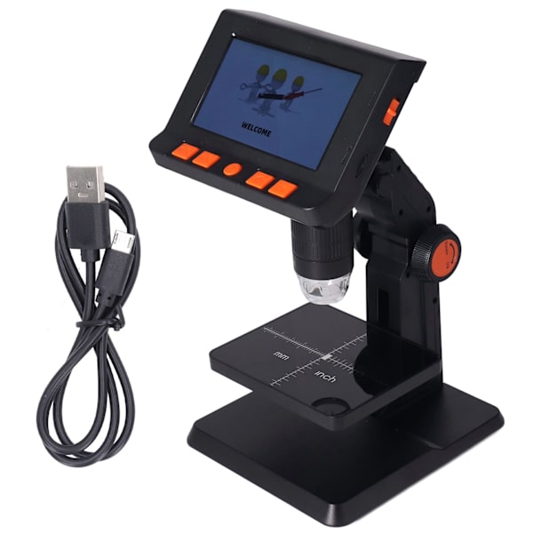 Bärbar HD-skrivbords elektronisk digitalt mikroskop 1000x 4,3 tum LCD digitalt mikroskop med 8 hög ljusstyrka LED-lampor