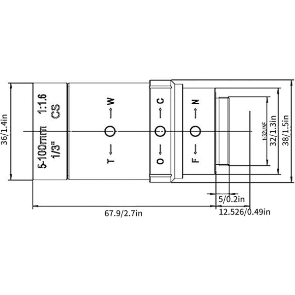 Kameraobjektiv, 1,3MP Zoom CCTV-objektiv, CS-feste manuell blenderåpning 5-100mm aluminiumslegering, med lav forvrengning, høy kompatibilitet for sikkerhetskamera