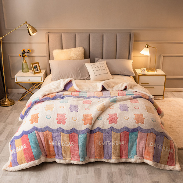 Plus Tjock  Fleecefilt-Mjuk Varm Andningsbar Fleece Sammets Knäfilt med Elegant Mönster för Säng Soffa- Kast Storlek 47\"×79\"