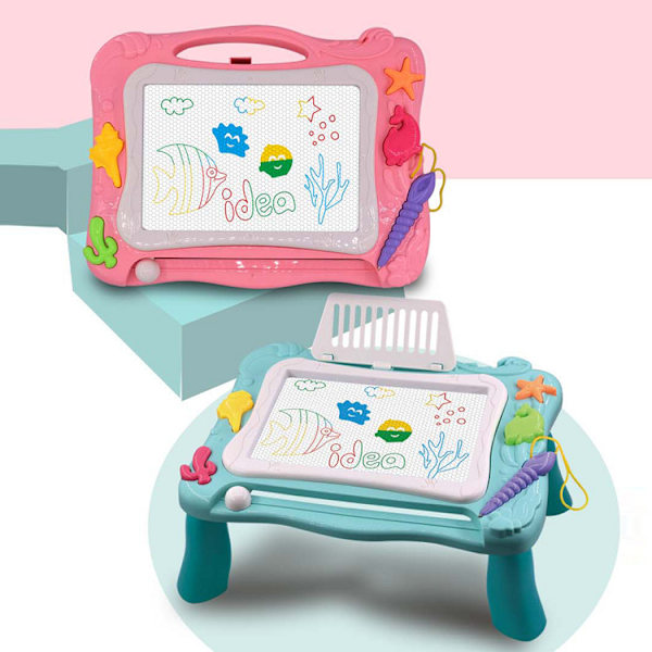 TOY Life Magnetisk Tegnebrett for Småbarn - 1-3 År Magnetisk Krusedullbrett med Byggeklosser pink