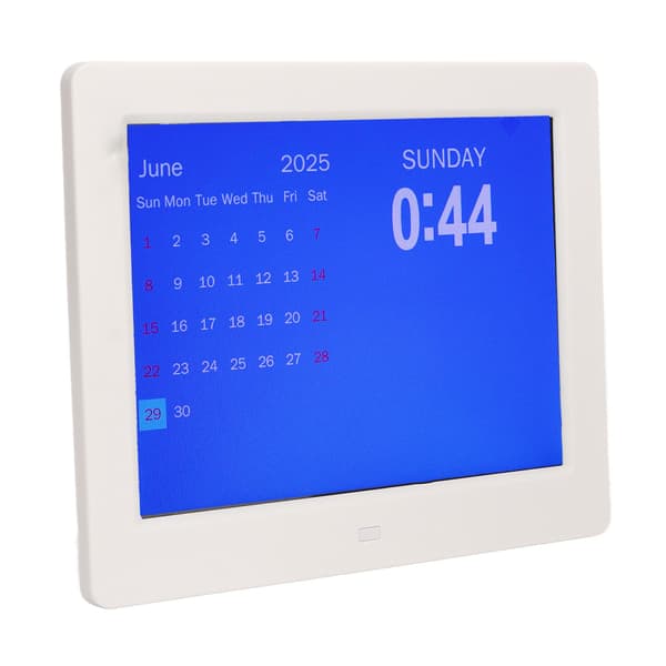 Digital klokkekalender 8 tommer elektronisk WIFI med dato dag påminnelse værmelding for eldre hvit 100‑240V EU-plugg