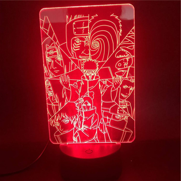 Japansk Anime Figur Itachi Uchiha Kakashi Jiraiya Lamper 3D Optisk Illusion Natlys Lampe Gave til LED Jul Fødselsdag Soveværelse Dekoration Fest gryningsorganisation