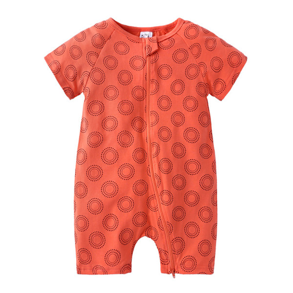 AVEKI Vauvan Poika Tyttö Lyhythihainen Haalari Unisex Taapero Puuvilla Vetoketju Hyppyasu Asut --- Oranssit Ympyrät （Koko 90）