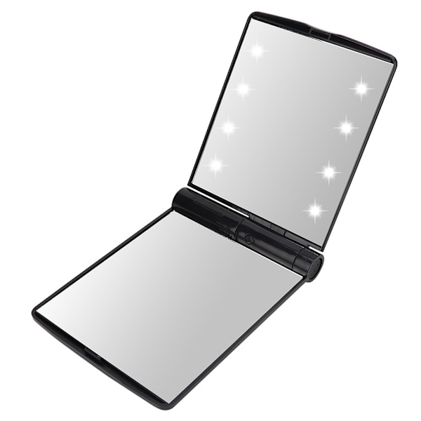 Bärbar LED-smink spegel Fashionable Desktop Fällbar Fyll Ljus Spegel Kosmetisk VerktygSvart