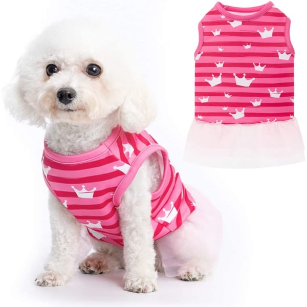 Crown Girl Dog Dress - Bedårande Rosa Princess Puppy Dress Tutu Set, mjuk och andningsbar hunddräkt för vardags-, fest- och födelsedagskläder (storlek M)