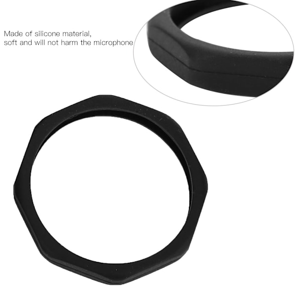 5 stk. mikrofon anti-slip rulle ring sort blød silikone beskyttelse hale cover (sort)