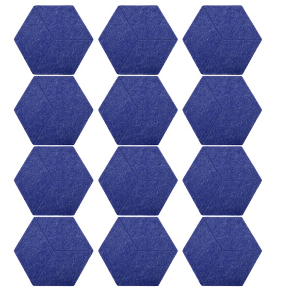 12Pcs Sound Absorbing Wedges Hex Beveled Edge Acoustic Dampening Panels for Recording StudioDark Blue