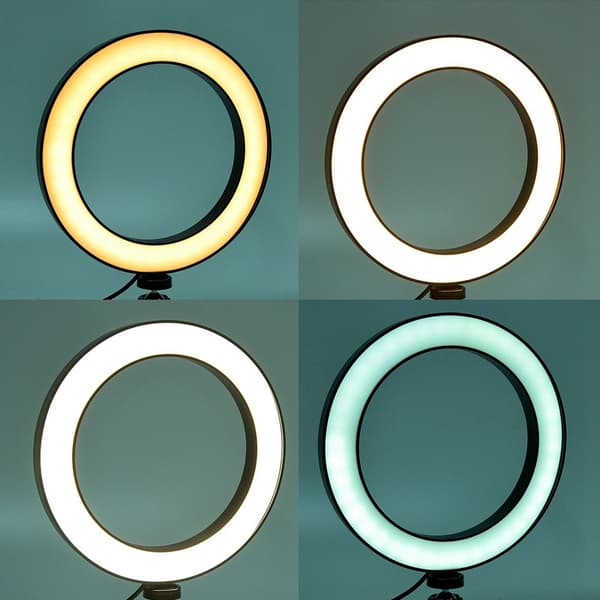 Bærbar dimbar USB fotografisk LED-ringfylllys med kulehodeholder (8'')