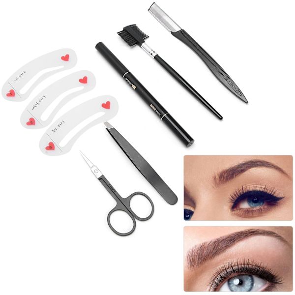 8 stk. / sæt øjenbrynskniv øjenbryns trimmer shaver kam klip øjenbrynsblyant kvinder makeup værktøjer
