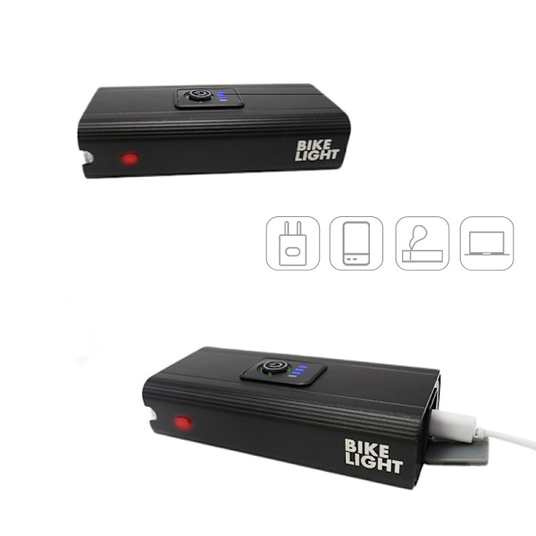 USB-laddningsbar vattentät cykelstrålkastare, med strömdisplay-kort (enkelpackning)