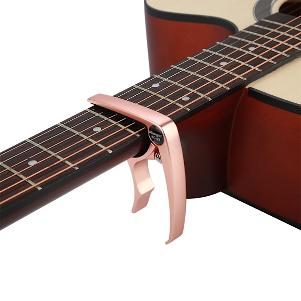 Enhands snabbväxlande metallklämma Capo Gear Pin Remover för akustisk folk gitarr (roséguld)