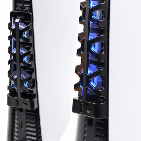 PS5-tillbehör Kylfläkt med LED-ljus, effektivt kylsystem, horisontellt kompatibelt stativ