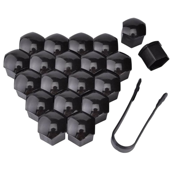 20Pcs Black Car Styling Wheel Nut Protection Auto Hub Screw Bolt Head Cover Tire Protector 19mm Plastic +Remover Tool