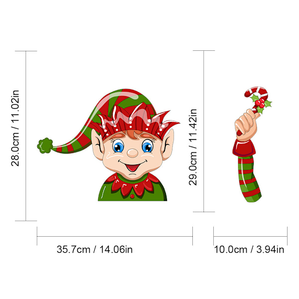 (1 pakkaus) Joulupukki-pyyhkijän tarra Irrotettava auton tuulilasin pyyhkijän tarra Auton tarra (pitkähattu ELF)