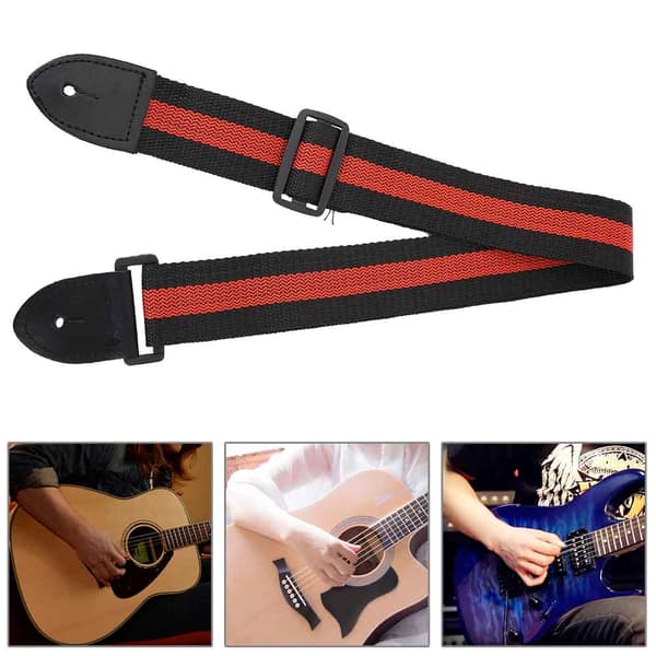 Högkvalitativ justerbar hållbar nylonmaterial universell randig gitarr axelrem