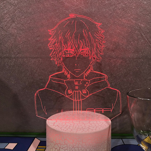 JUSTUP  3D Anime Ghoul Illusion Lamp med 16 färger fjärrkontroll 3D LED nattlampa för barn sovrum dekorativ lampa --- C2（Crack Seat）