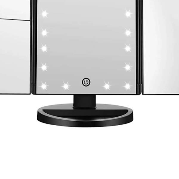 Makeup spejl 3 side foldbar 2X 3X forstørrelse lysstyrke justering LED belyst forfængelighedsspejl