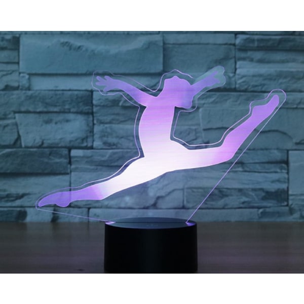 3D Gymnastik Pige Fjernbetjening 16 Farve Natlys Illusion Akryl LED Bordlampe Sengelampe Børneværelse Skrivebordsdekoration Fødselsdagsgaver Legetøj til Børn