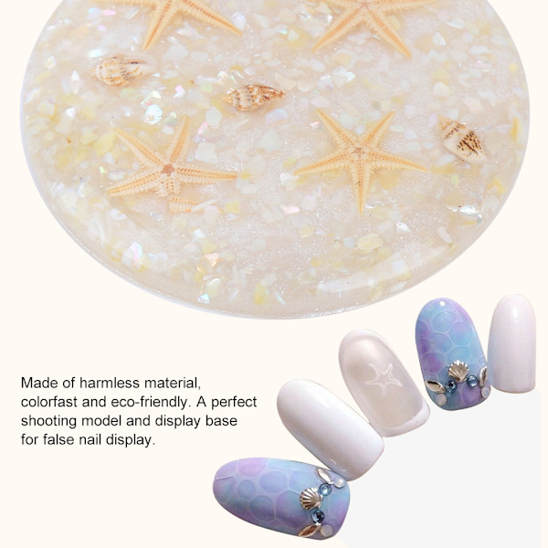 Falska nagelspetsar displayplatta Ocean Starfish Shell Nail Art Display Shooting Tool Beige