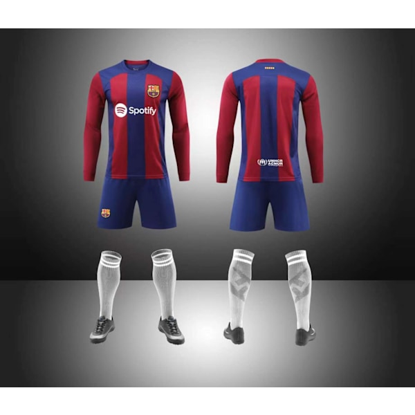 Argentina Landslagströja 2023/2024 Långärmad Höst/Vinter Hemma Barn Fotbollströja/Shorts/Strumpor Set Ungdom Barn Storlekar 28