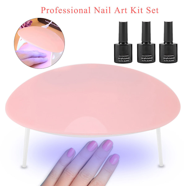 Mini Nail Art Kit Professionell UV LED Nagellamp + Nagelgel + Nagelfil Manikyrverktyg Klassisk Stil