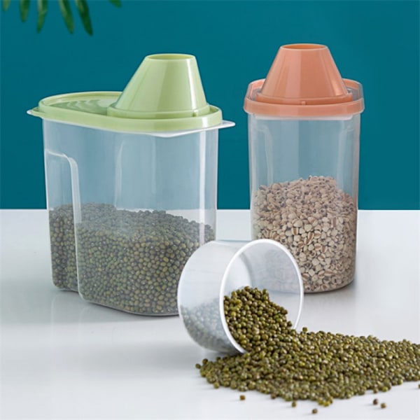 Spannmålsförvaringsbehållare, set med 8 transparenta plastmatbehållare, 1,9L/2,5 L matförvaring för spannmål, havre, bönor (flera färger)