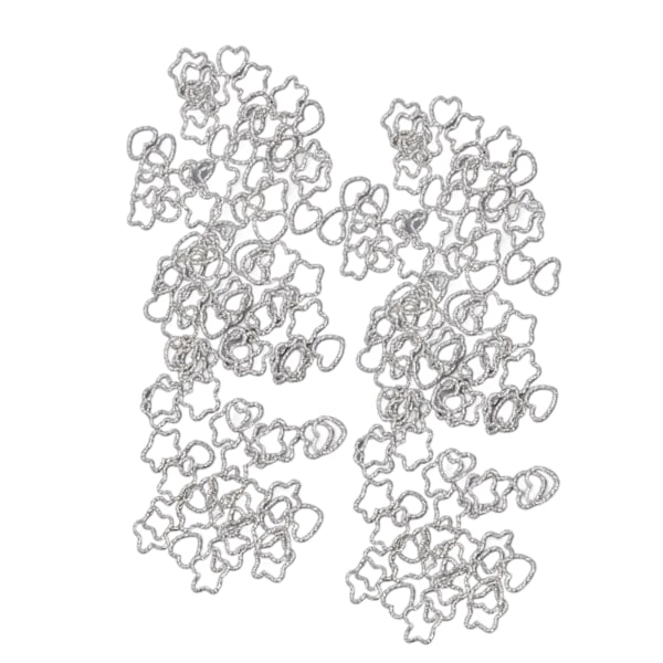 100 kpl Värikkäitä Tähti- ja Sydänmuotoisia Punoksia Varten Sopivia Renkaita - Ihastuttavia Metallipunoksia Hiuksiin Juhliin ja Arkeen - Hopea