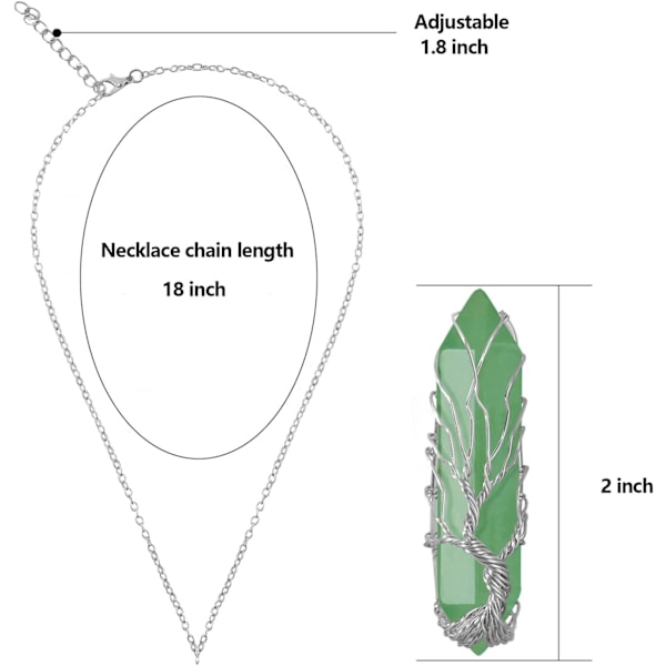Parantava Kristallikaulakoru Elämänpuu Langallinen Luonnonkivinen Riipus Kaulakoru Kuusikulmainen Reiki Henkisen Kvartsi Jalokivi Je Aventurine Silver