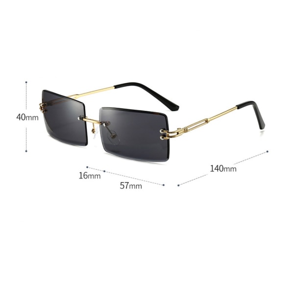 Vintage Rimless Solbriller Rektangulær Rammeløse Candy Farve Briller Kvinder Mænd