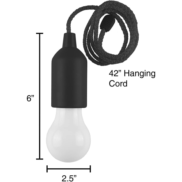 Dragsladdsbelysning - Bärbar LED-lampa för utomhus/inomhus hängande lampa för camping, hemgarage, uteplats och tältbelysning (svart) - 75-WL2030