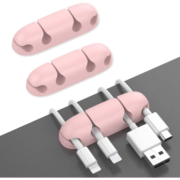 3-pack sladdhållare för skrivbord, stark självhäftande sladdhållare Kabelklämmor Organizer för att organisera USB -kabel/ power /kabel Hemmakontor och bil (rosa)